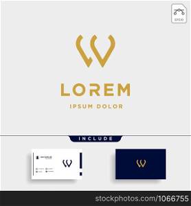 Letter W Monogram Logo Design Minimal Icon With gold Color and business card include. Letter W Monogram Logo Design Minimal Icon