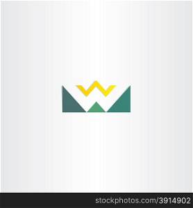 letter w mountain and sun green logo vector element sign