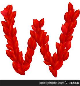 Letter W of red petals alphabet