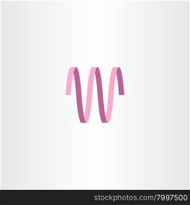 letter w ribbon logo pink icon vector logotype
