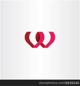 letter w ribbon red logo vector