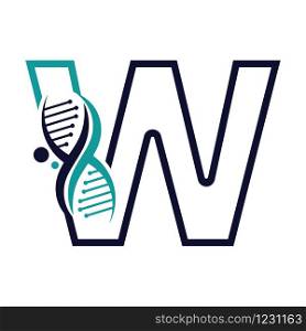 Letter W with DNA logo or symbol Template design vector