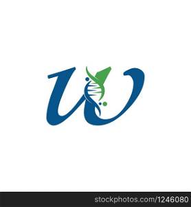 Letter W with DNA logo or symbol Template design vector