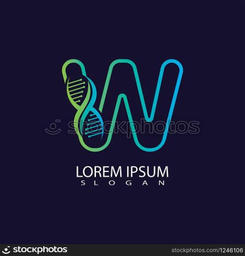 Letter W with DNA logo or symbol template design vector