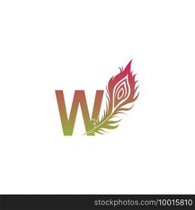Letter W with feather logo icon design vector illustration
