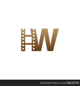 Letter W with film strip icon logo design template illustration