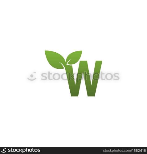 Letter W With green Leaf Symbol Logo Template
