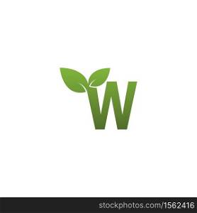 Letter W With green Leaf Symbol Logo Template