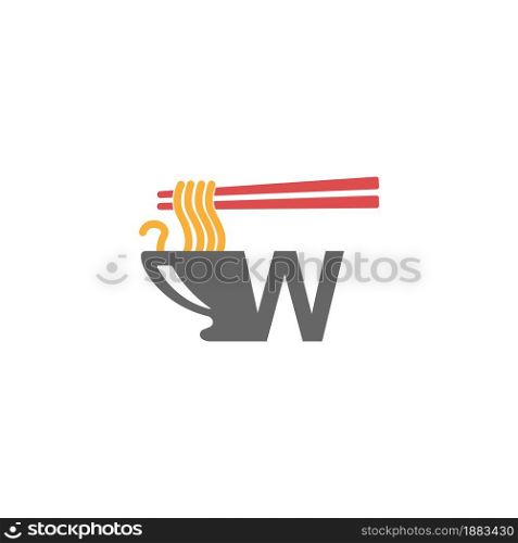 Letter W with noodle icon logo design vector template