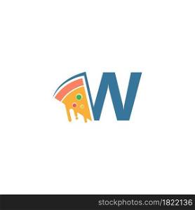 Letter W with pizza icon logo vector template