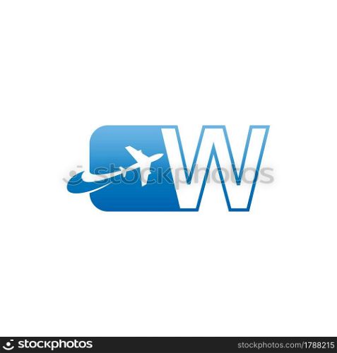 Letter W with plane logo icon design vector illustration