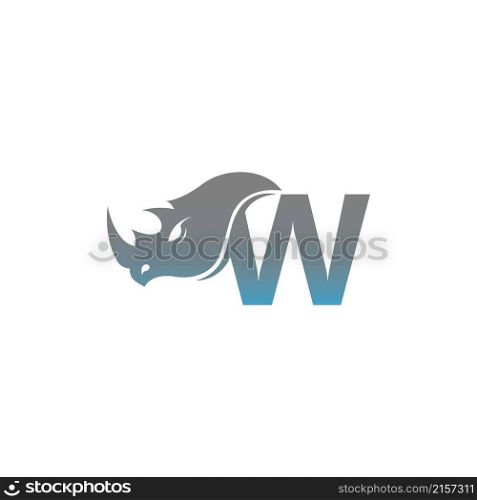 Letter W with rhino head icon logo template vector