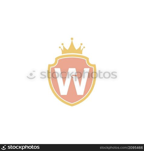 Letter W with shield icon logo design illustration vector