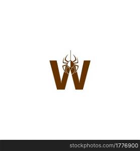Letter W with spider icon logo design template vector