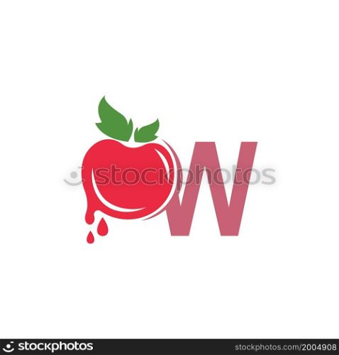 Letter W with tomato icon logo design template illustration vector