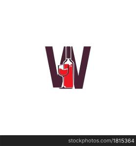 Letter W with wine bottle icon logo vector template