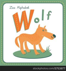 Letter W - Wolf. Alphabet with cute animals. Vector illustration. Other letters from this set are available in my portfolio.