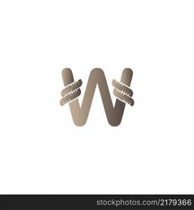 Letter W wrapped in rope icon logo design illustration vector