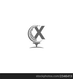 Letter X and golf ball icon logo design illustration