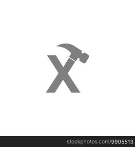 Letter X and hammer combination icon logo design vector