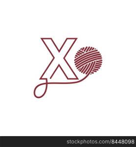 Letter X and skein of yarn icon design illustration vector