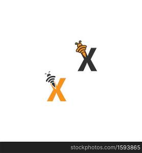 Letter X bee icon  creative design logo illustration
