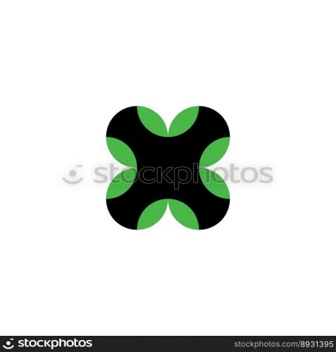 letter x black green logo icon design