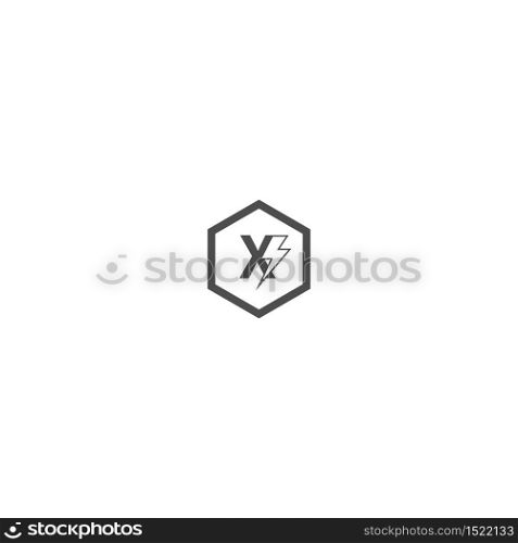 Letter X concept logo design, combination with lightning icon, in black color