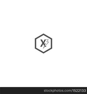 Letter X concept logo design, combination with lightning icon, in black color