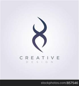 Letter X Decorative Vector Illustration Design Clipart Symbol Logo Template.