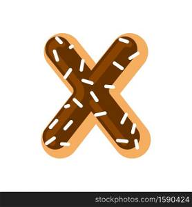 Letter X donut font. Doughnut alphabet. Sweet lettering. candy ABC sign