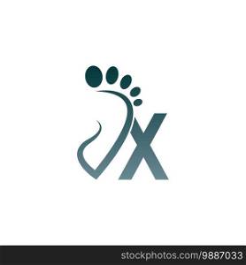 Letter X icon logo combined with footprint icon design template