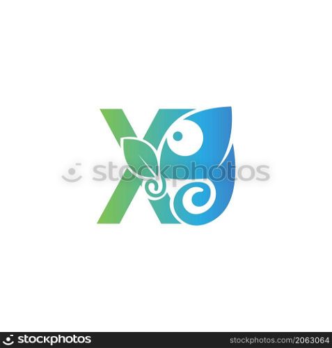 Letter X icon with chameleon logo design template vector