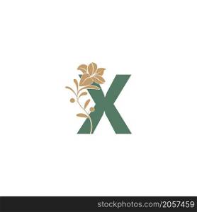 Letter X icon with lily beauty illustration template vector