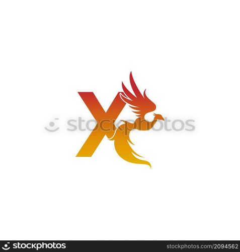 Letter X icon with phoenix logo design template illustration