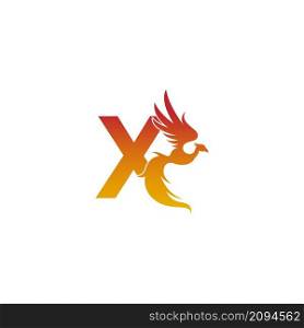 Letter X icon with phoenix logo design template illustration