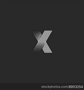 Letter x logo black and white lines gradient tech vector image