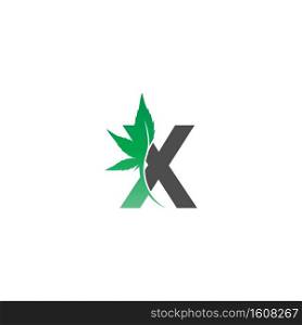 Letter X logo icon with cannabis leaf design vector illustration