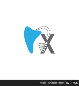 Letter X logo icon with dental design illustration vector 