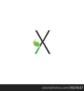Letter X logo leaf digital icon design concept vector