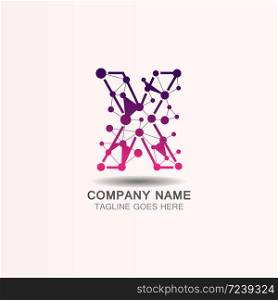 Letter X logo with Technology template concept network icon vector