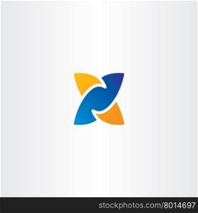 letter x logotype x logo blue orange icon vector design
