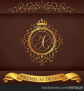 Letter X. Luxury Logo template flourishes calligraphic elegant ornament lines. Business sign, identity for Restaurant, Royalty, Boutique, Hotel, Heraldic, Jewelry, Fashion, vector illustration.. Letter X. Luxury Logo template flourishes calligraphic elegant ornament lines. Business sign, identity for Restaurant, Royalty, Boutique, Hotel, Heraldic, Jewelry, Fashion, vector illustration
