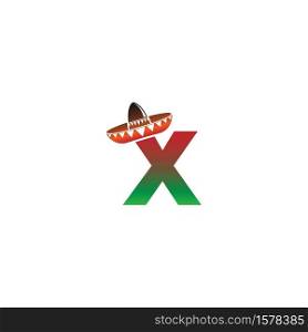Letter X Mexican hat concept design illustration