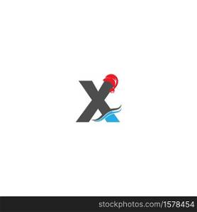 Letter X Santa hat concept design illustration