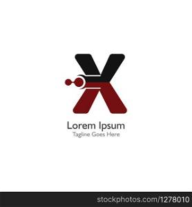 Letter X with Antom Creative logo or symbol template design