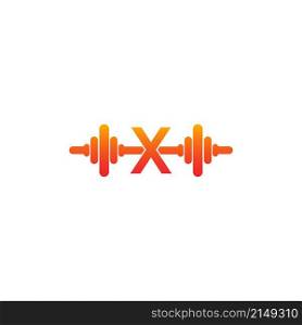 Letter X with barbell icon fitness design template illustration vector