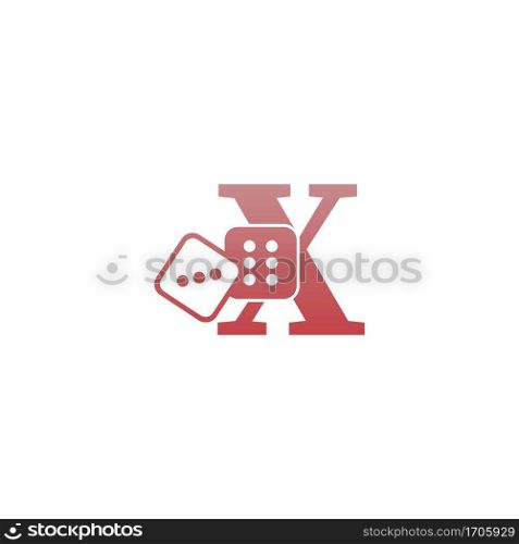 Letter X with dice two icon logo template vector