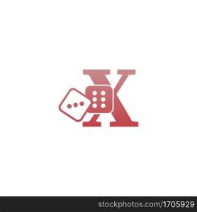 Letter X with dice two icon logo template vector
