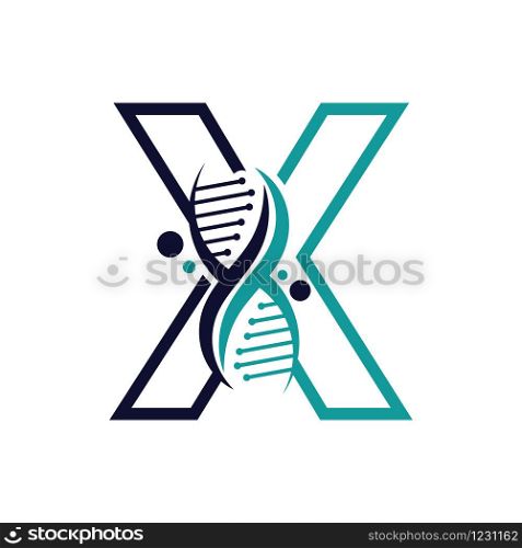 Letter X with DNA logo or symbol Template design vector